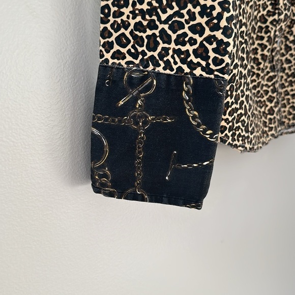 Tizzie Womens Leopard Print Cotton Button Down Top Equestrian Cuffs Sz Small - Picture 6 of 8